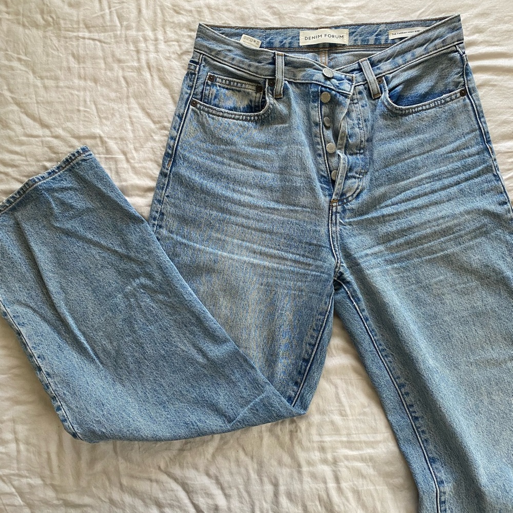 Aritzia denim forum Farrah hi-rise wide cropped jean